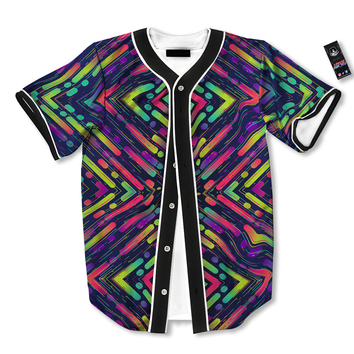 Abstract Neon Colorful Stripes Print Pattern Baseball Jersey-grizzshop