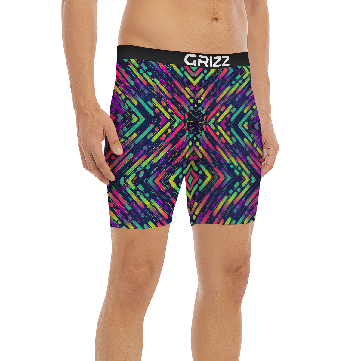 Abstract Neon Colorful Stripes Print Pattern Boxer Briefs-grizzshop