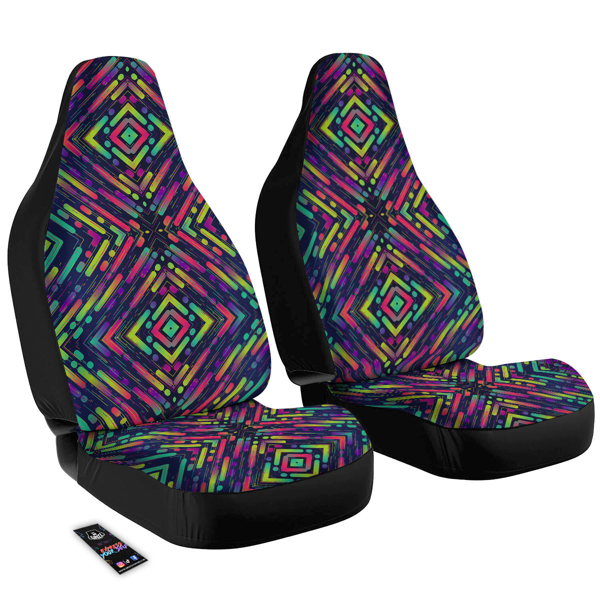 Abstract Neon Colorful Stripes Print Pattern Car Seat Covers-grizzshop