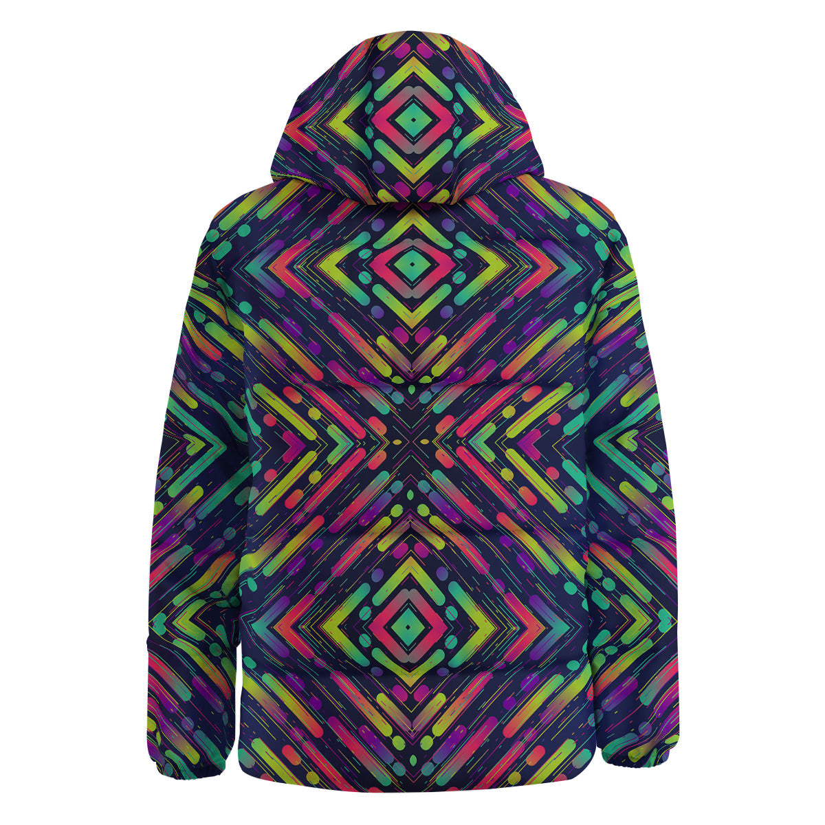 Abstract Neon Colorful Stripes Print Pattern Down Jacket-grizzshop