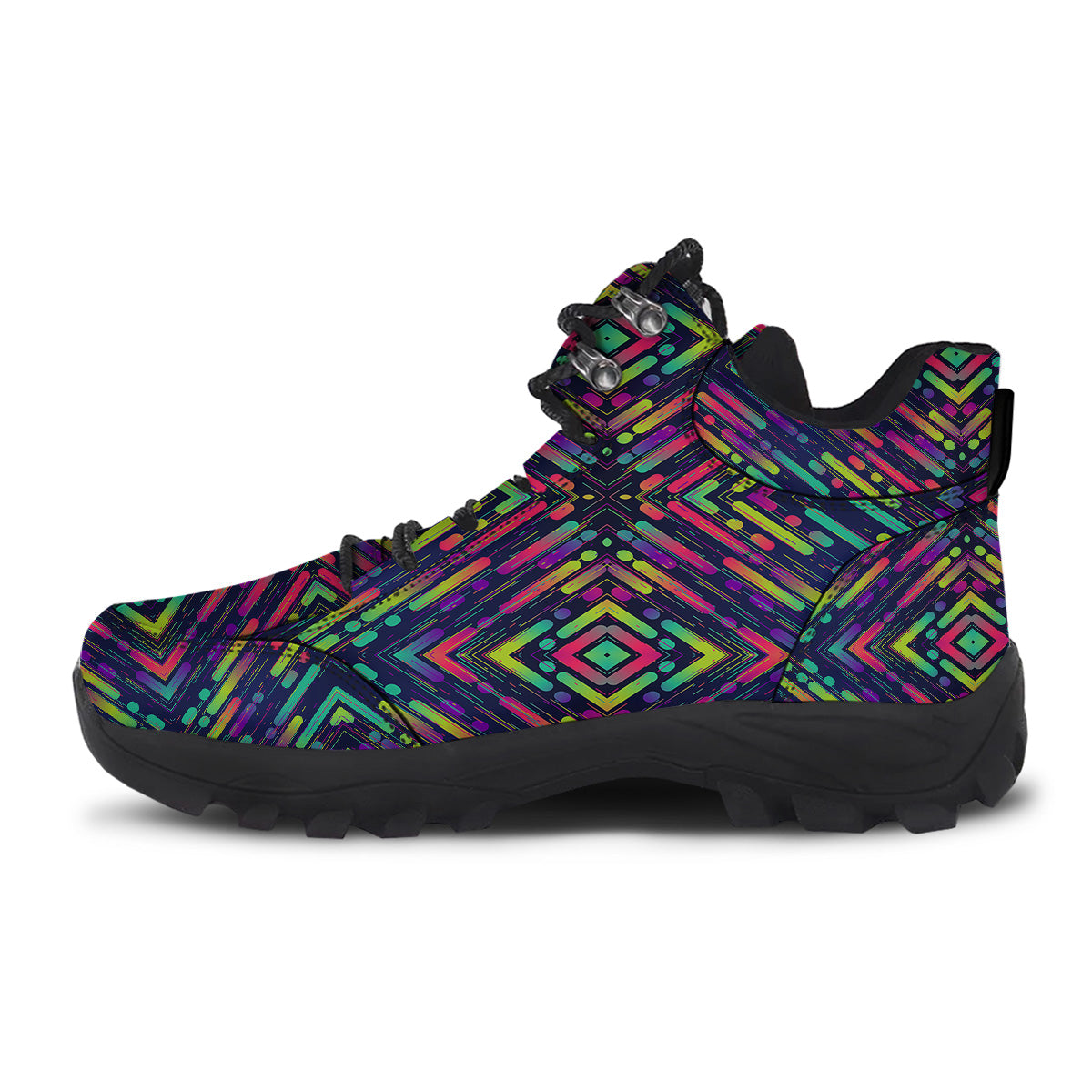 Abstract Neon Colorful Stripes Print Pattern Hiking Shoes-grizzshop