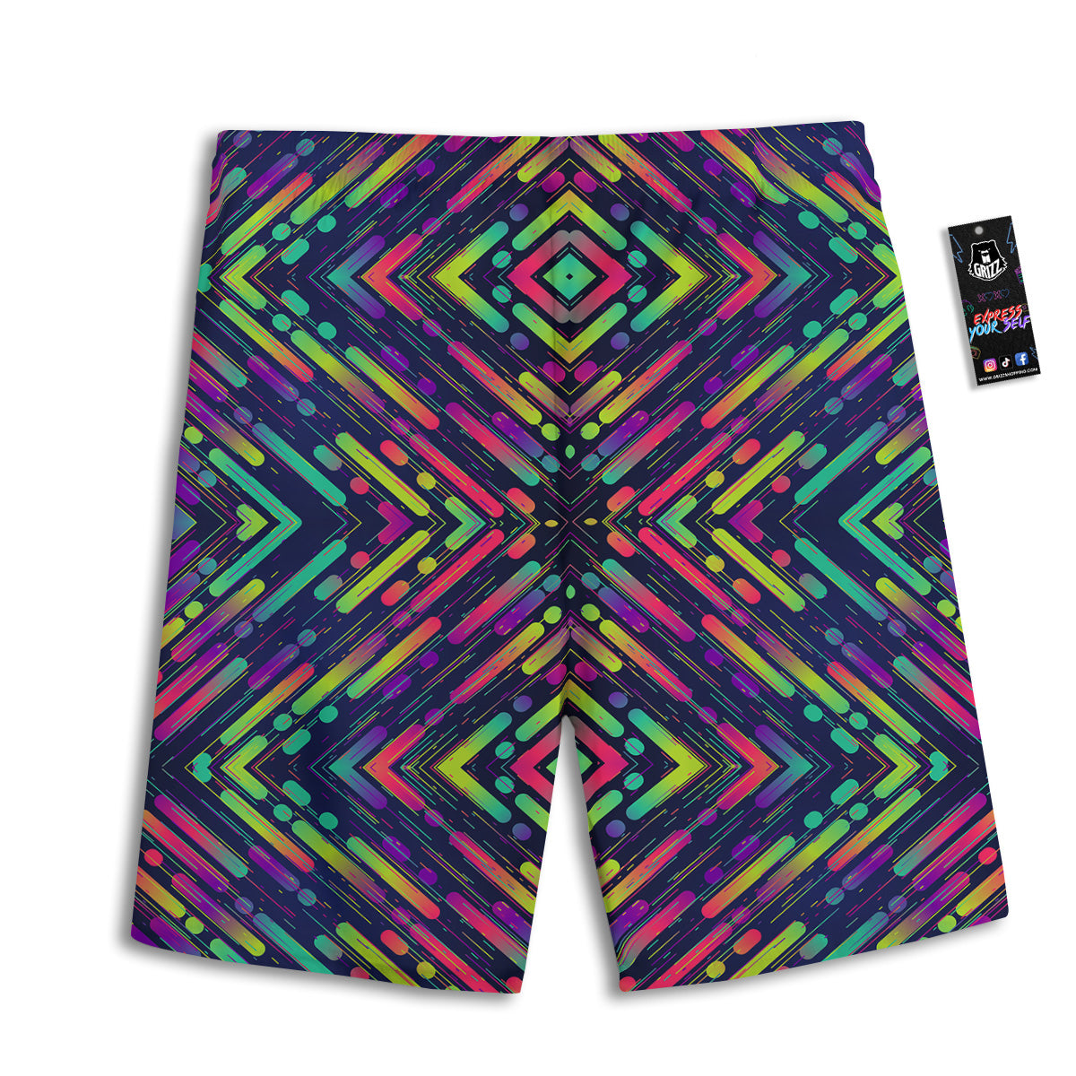 Abstract Neon Colorful Stripes Print Pattern Men's Athletic Shorts