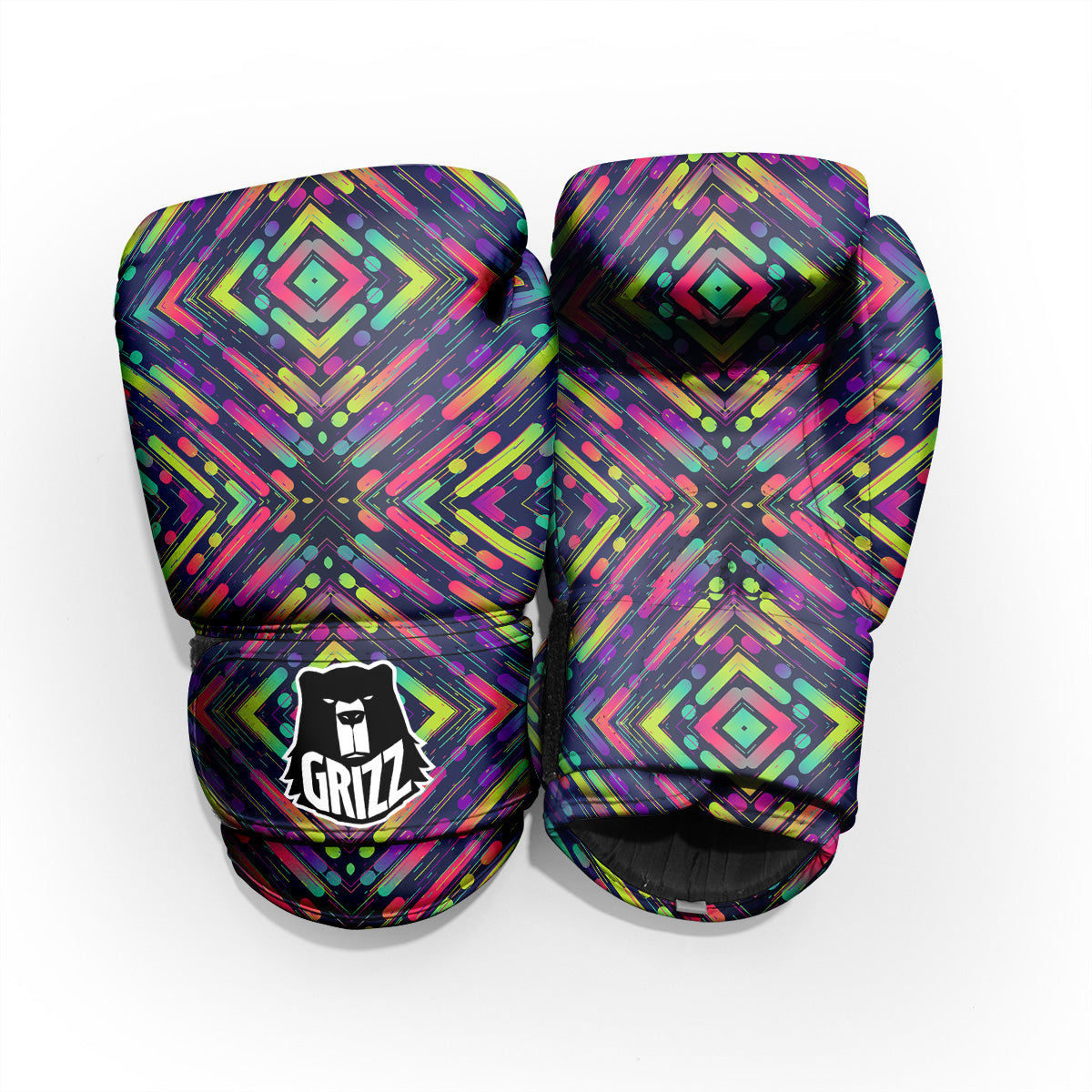 Abstract Neon Colorful Stripes Print Pattern Pro Boxing Glove