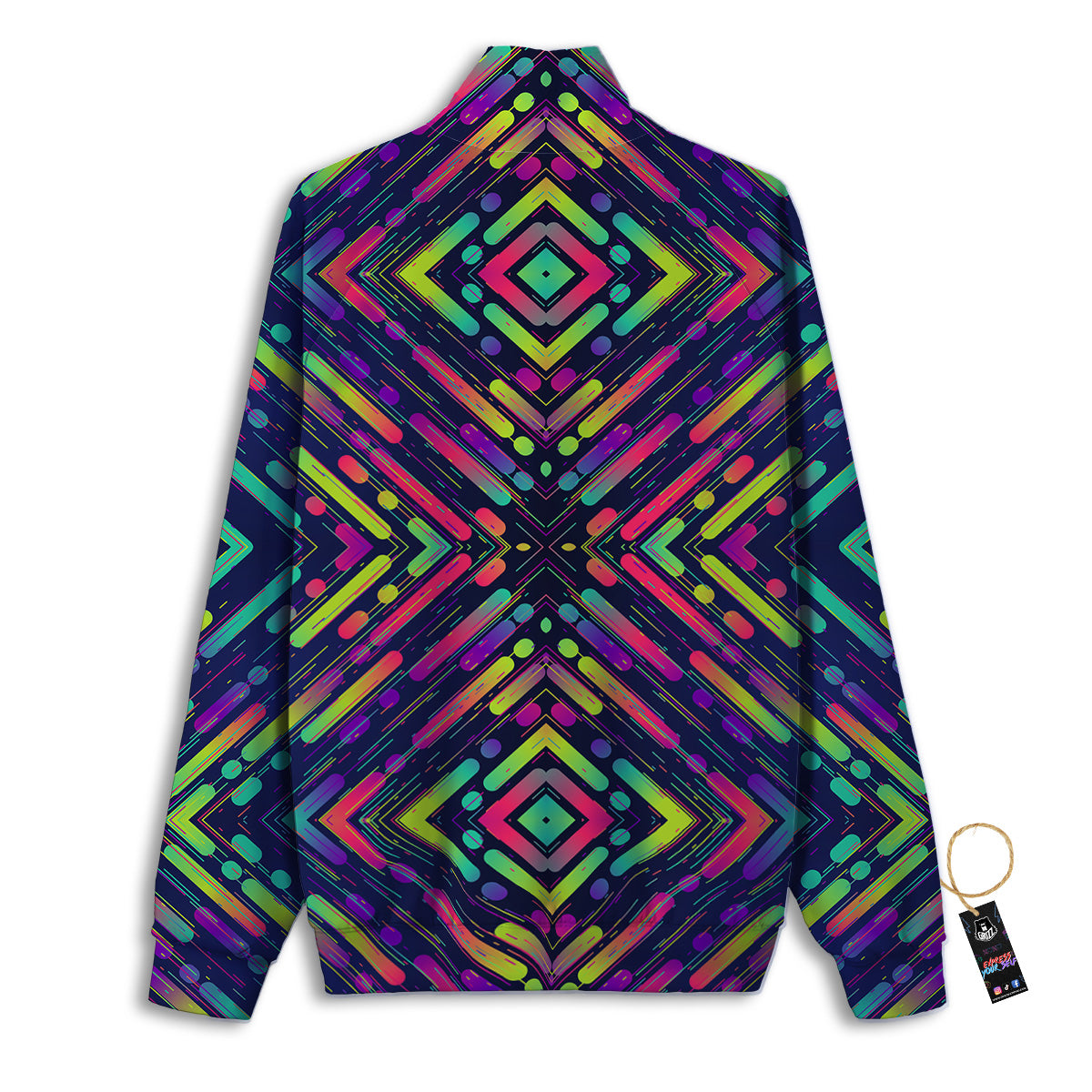 Abstract Neon Colorful Stripes Print Pattern Track Jacket-grizzshop