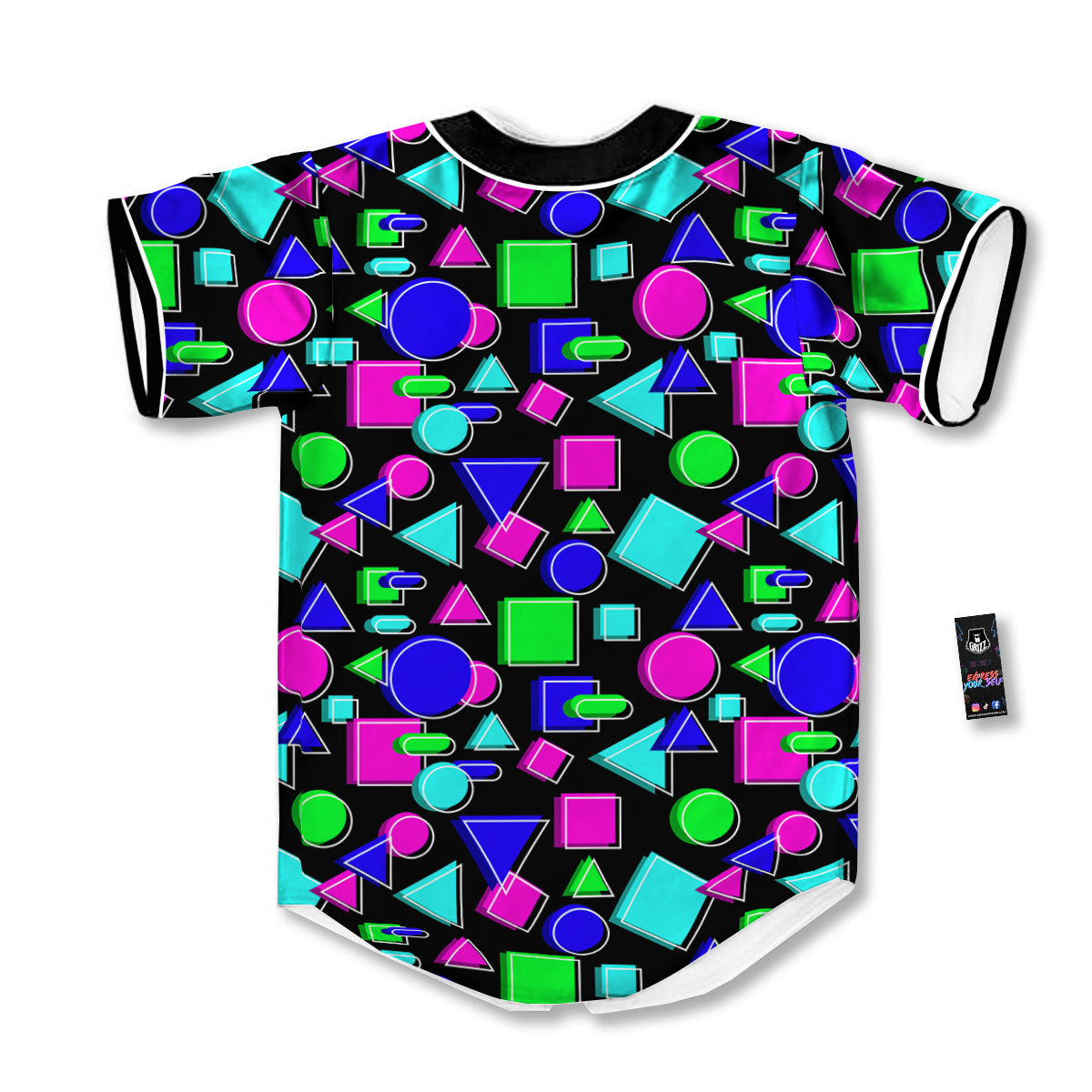 Abstract Neon Geometric Print Pattern Baseball Jersey-grizzshop
