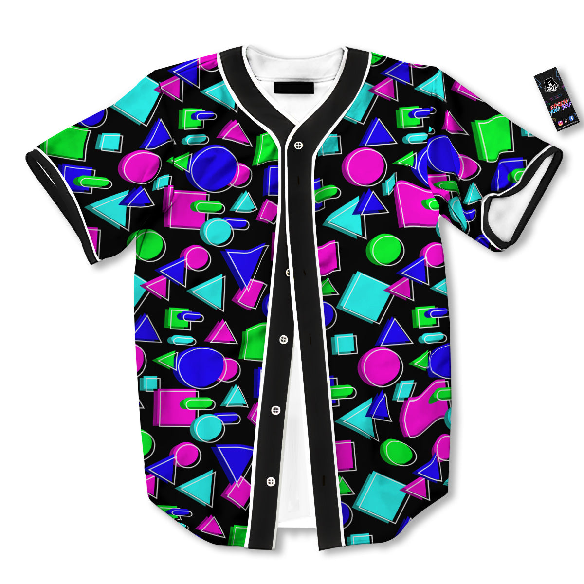 Abstract Neon Geometric Print Pattern Baseball Jersey-grizzshop