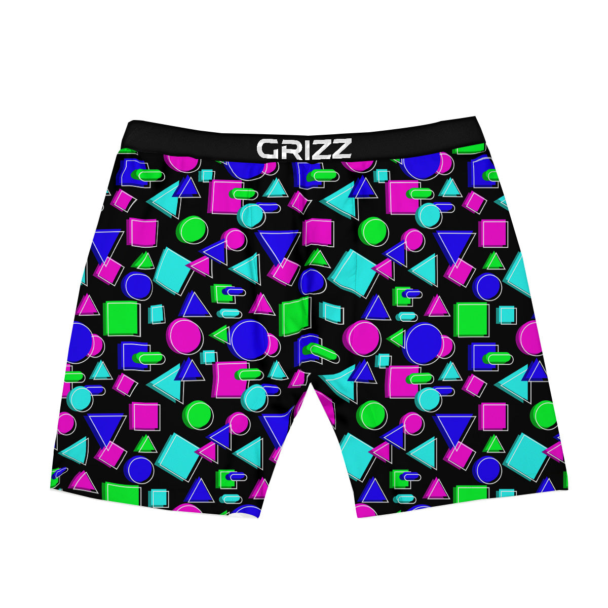 Abstract Neon Geometric Print Pattern Boxer Briefs-grizzshop
