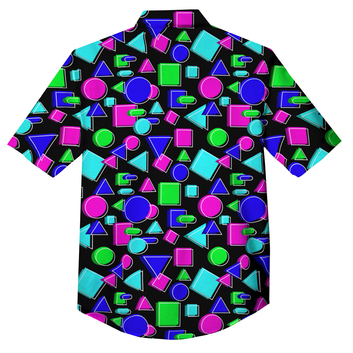 Abstract Neon Geometric Print Pattern Button Up Shirt-grizzshop