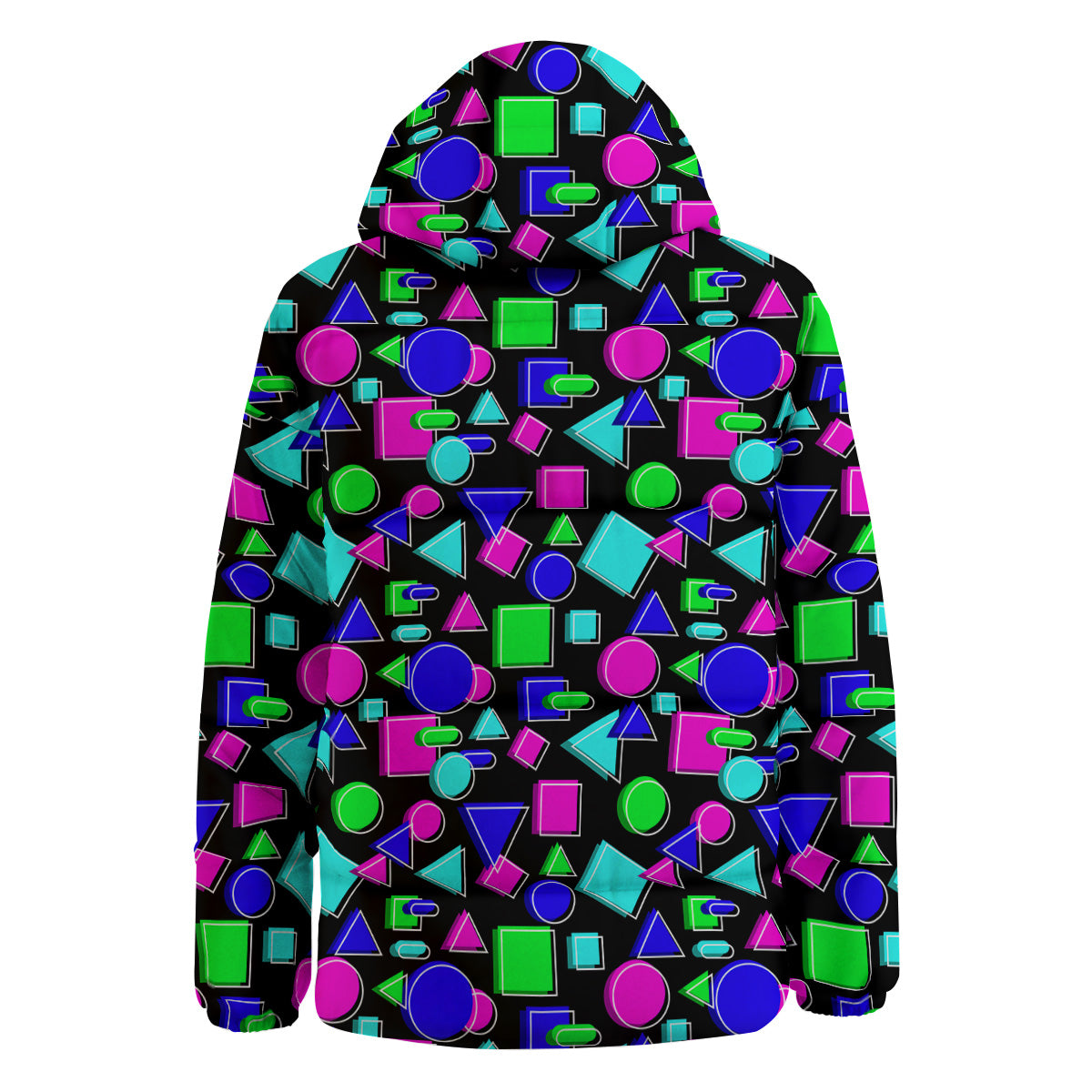 Abstract Neon Geometric Print Pattern Down Jacket-grizzshop