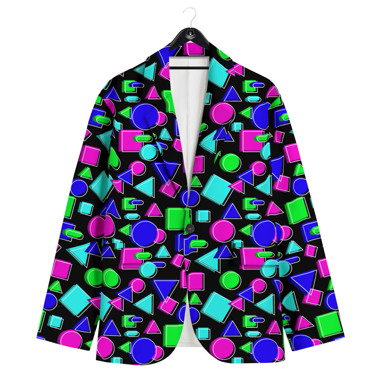 Abstract Neon Geometric Print Pattern Men's Sport Coat-grizzshop