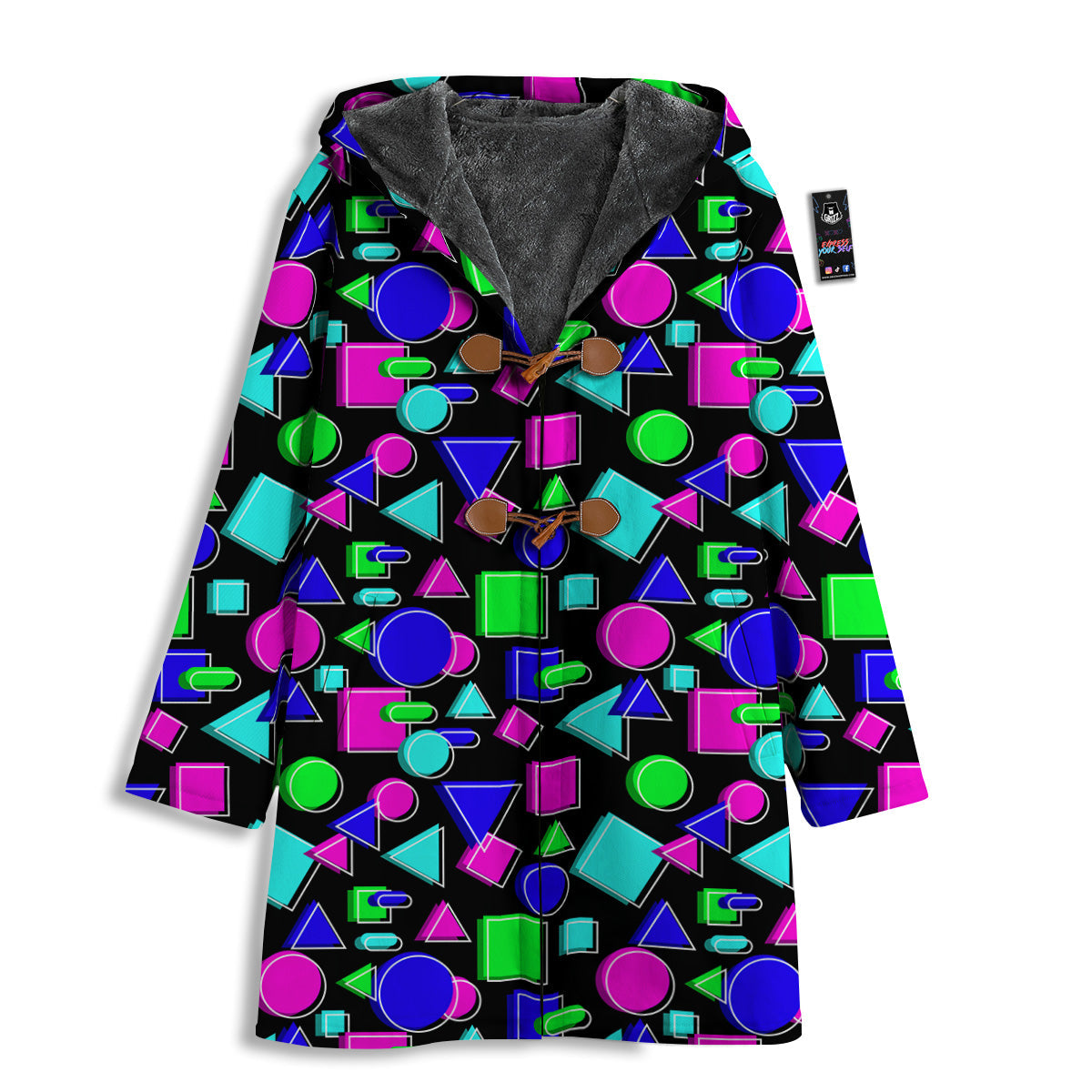 Abstract Neon Geometric Print Pattern Men's Windbreaker Jacket-grizzshop