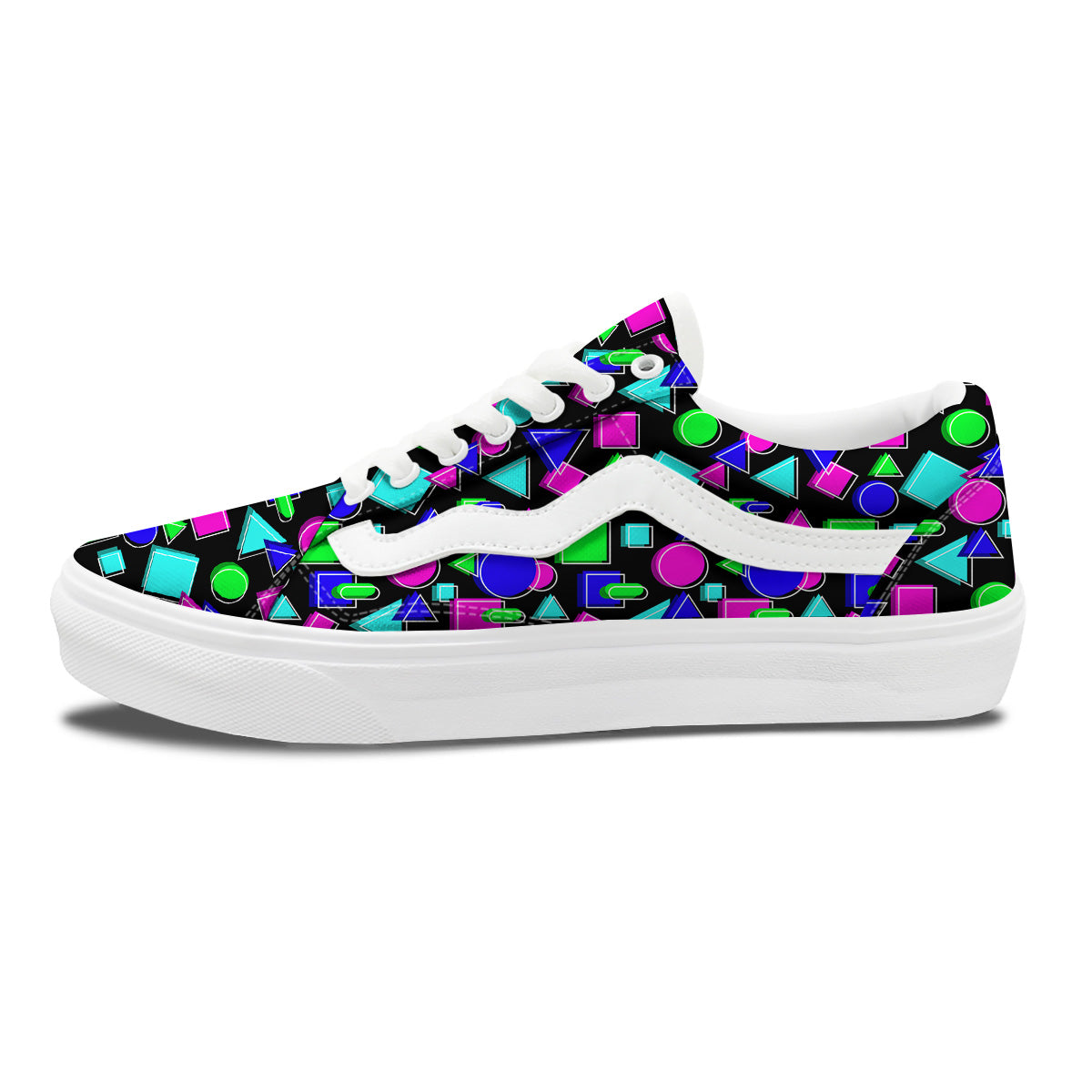 Abstract Neon Geometric Print Pattern Skate Shoes-grizzshop