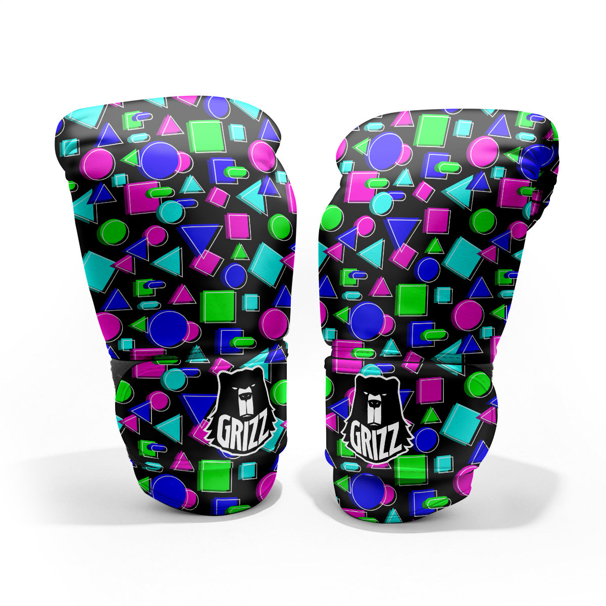 Abstract Neon Geometric Print Pattern Pro Boxing Glove