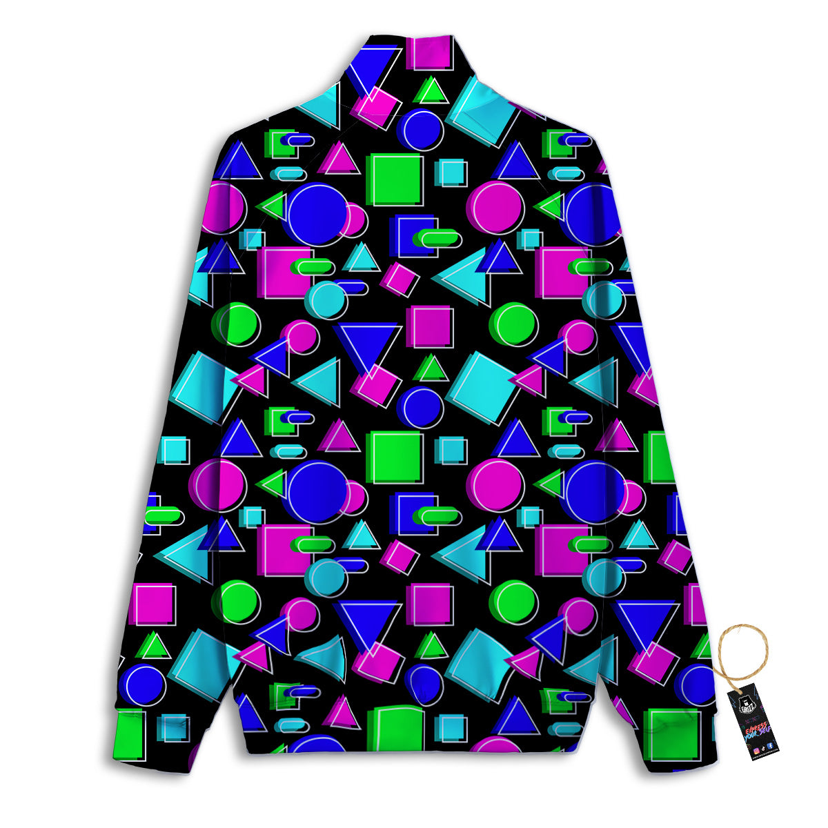 Abstract Neon Geometric Print Pattern Track Jacket-grizzshop