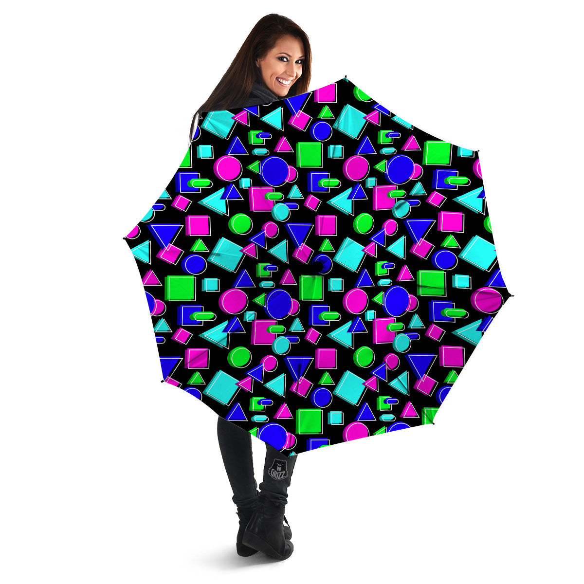 Abstract Neon Geometric Print Pattern Umbrella-grizzshop