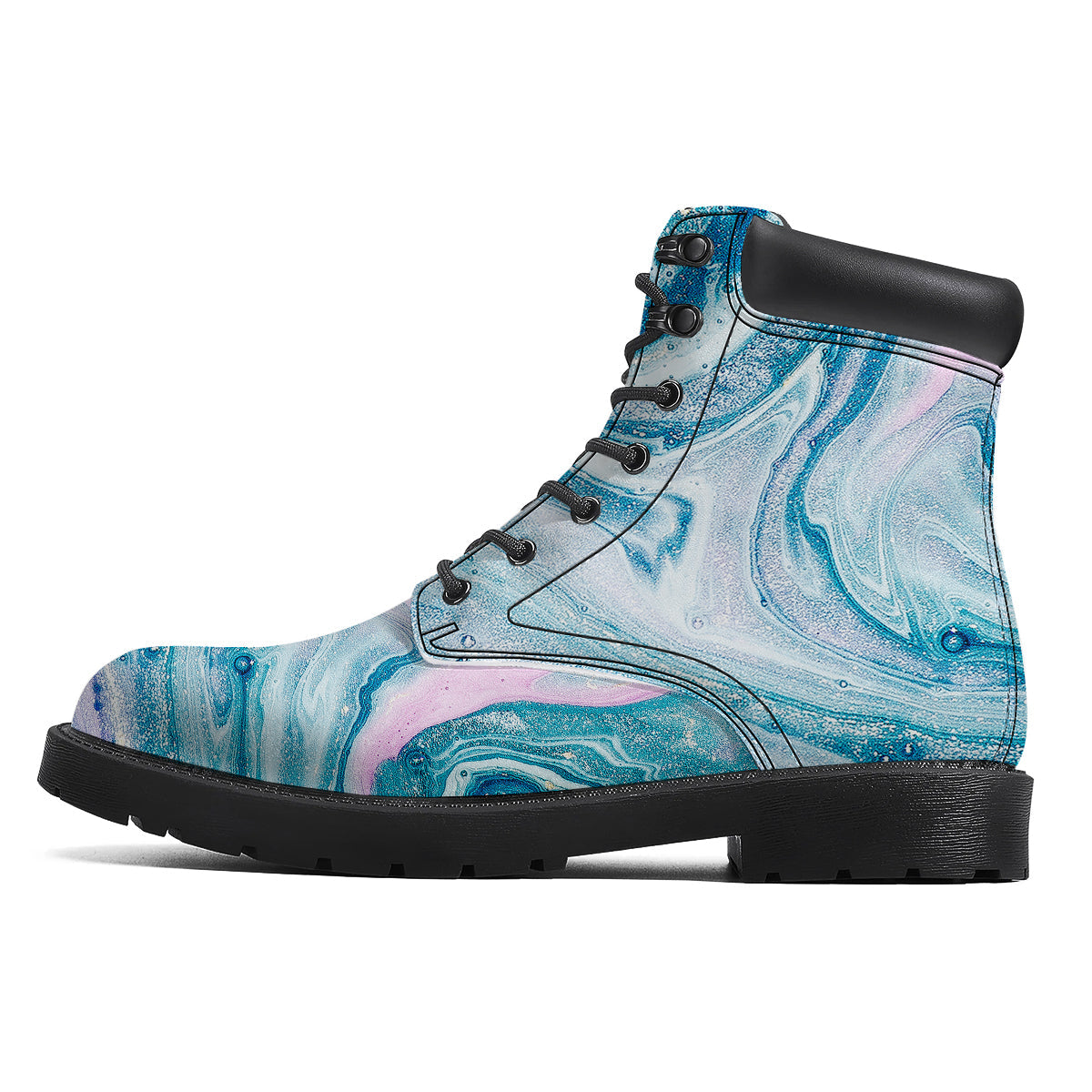 Abstract Ocean Marble Pink Blue Print Boots-grizzshop
