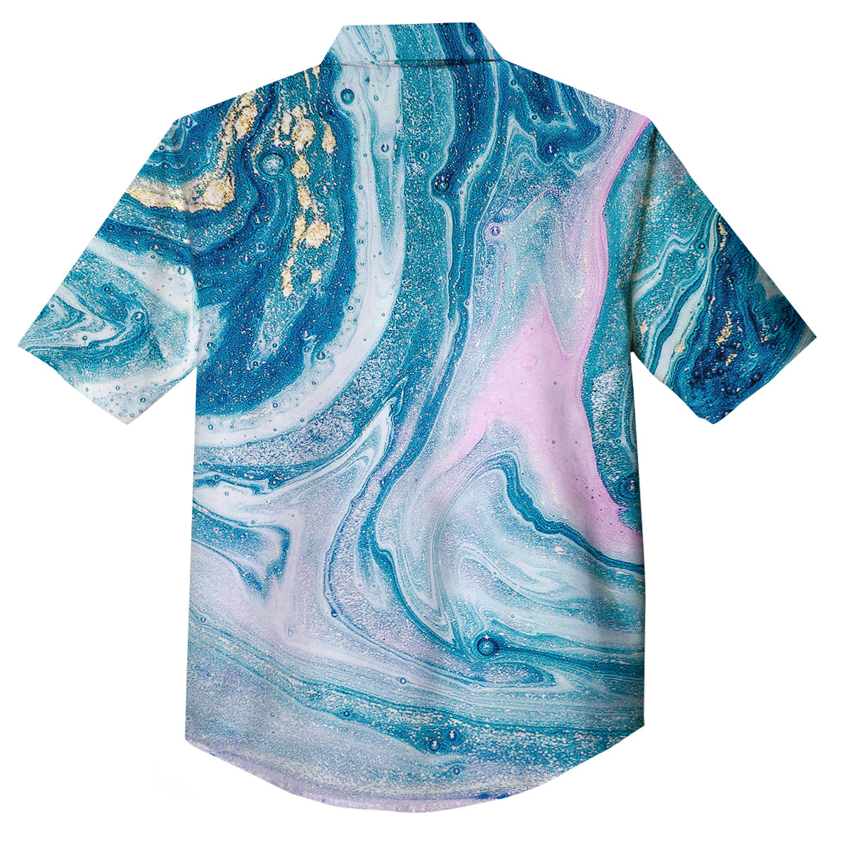 Abstract Ocean Marble Pink Blue Print Button Up Shirt-grizzshop