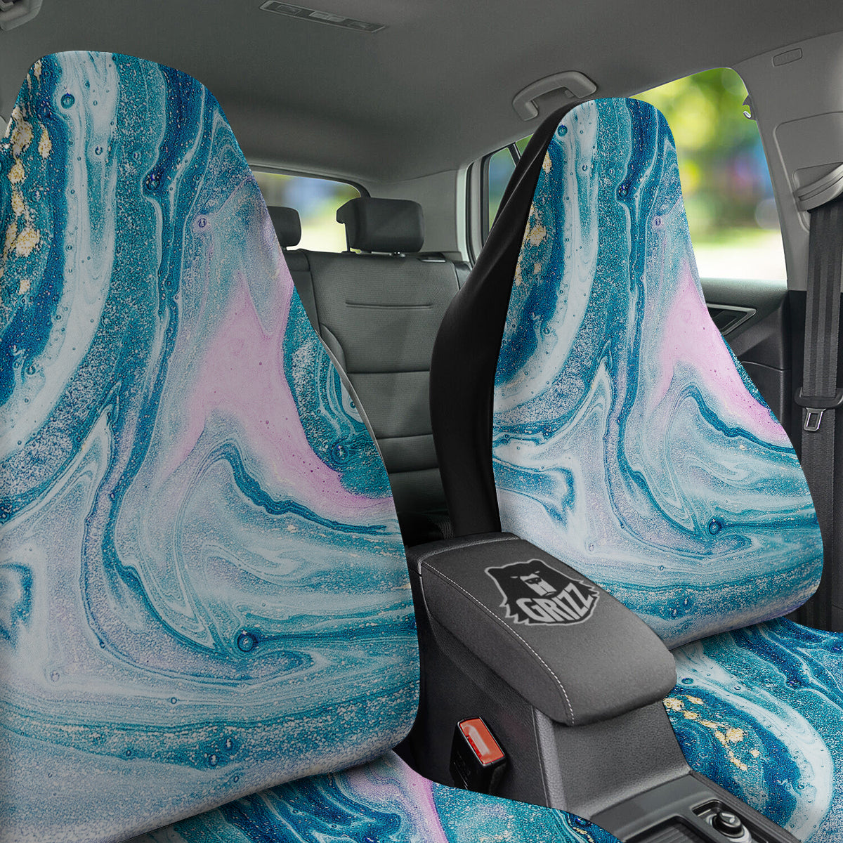 Abstract Ocean Marble Pink Blue Print Car Seat Covers-grizzshop