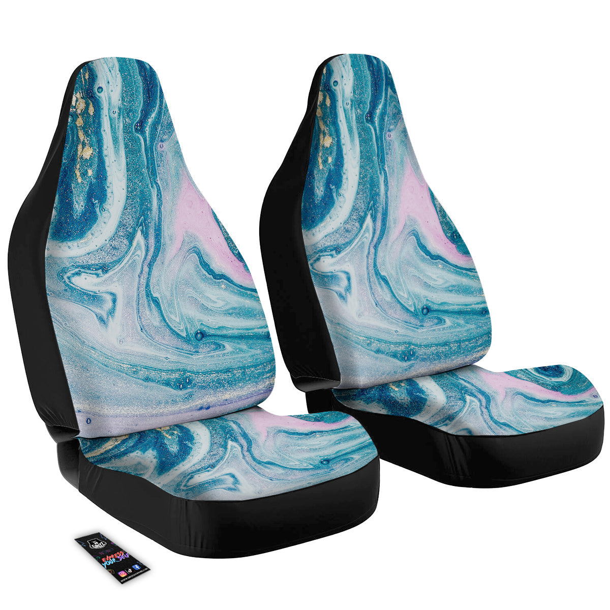 Abstract Ocean Marble Pink Blue Print Car Seat Covers-grizzshop