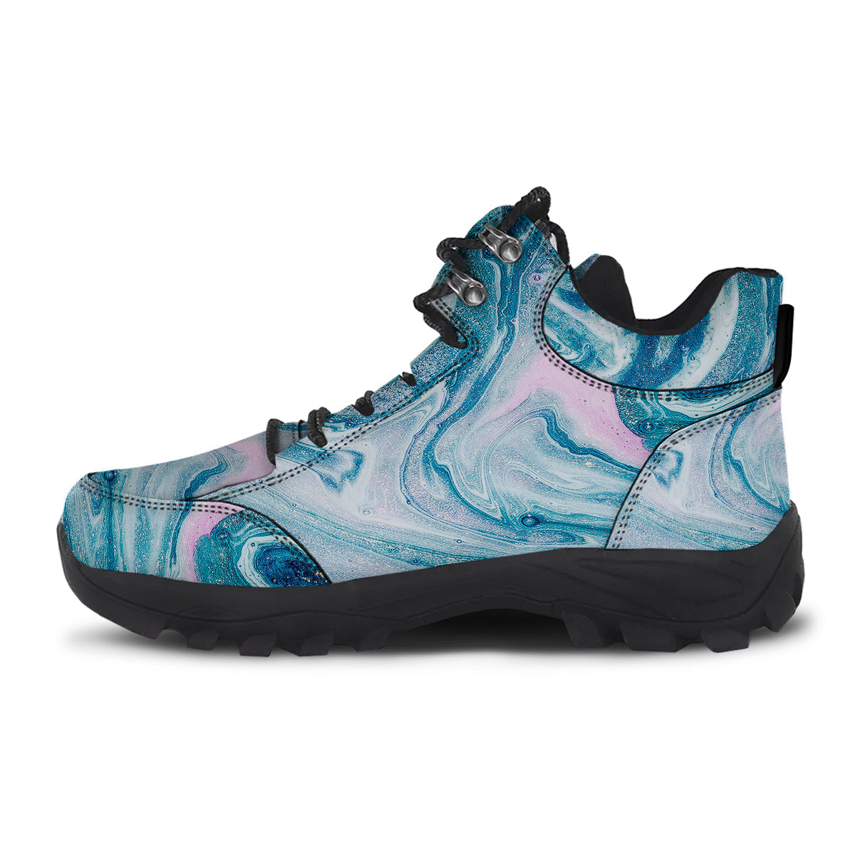 Abstract Ocean Marble Pink Blue Print Hiking Shoes-grizzshop