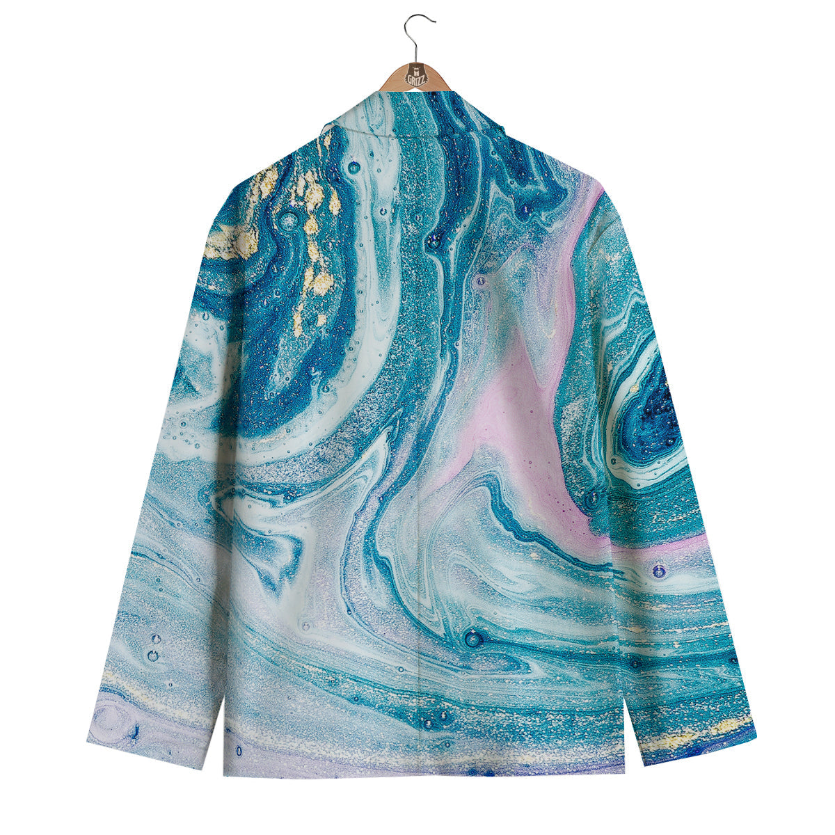 Abstract Ocean Marble Pink Blue Print Men's Blazer-grizzshop
