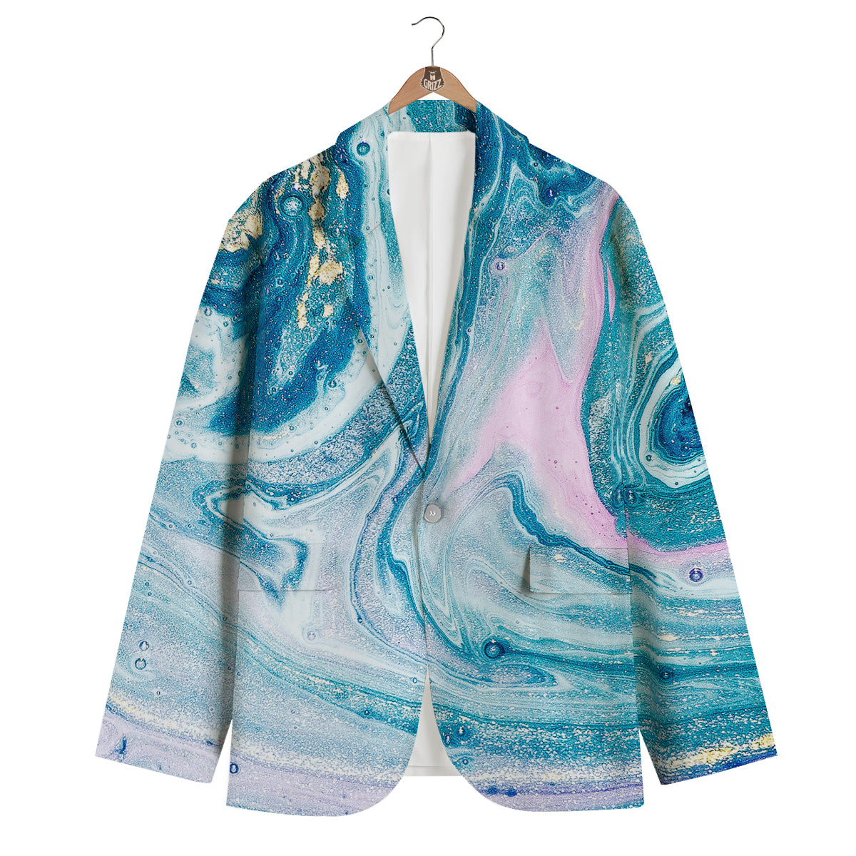 Abstract Ocean Marble Pink Blue Print Men's Blazer-grizzshop