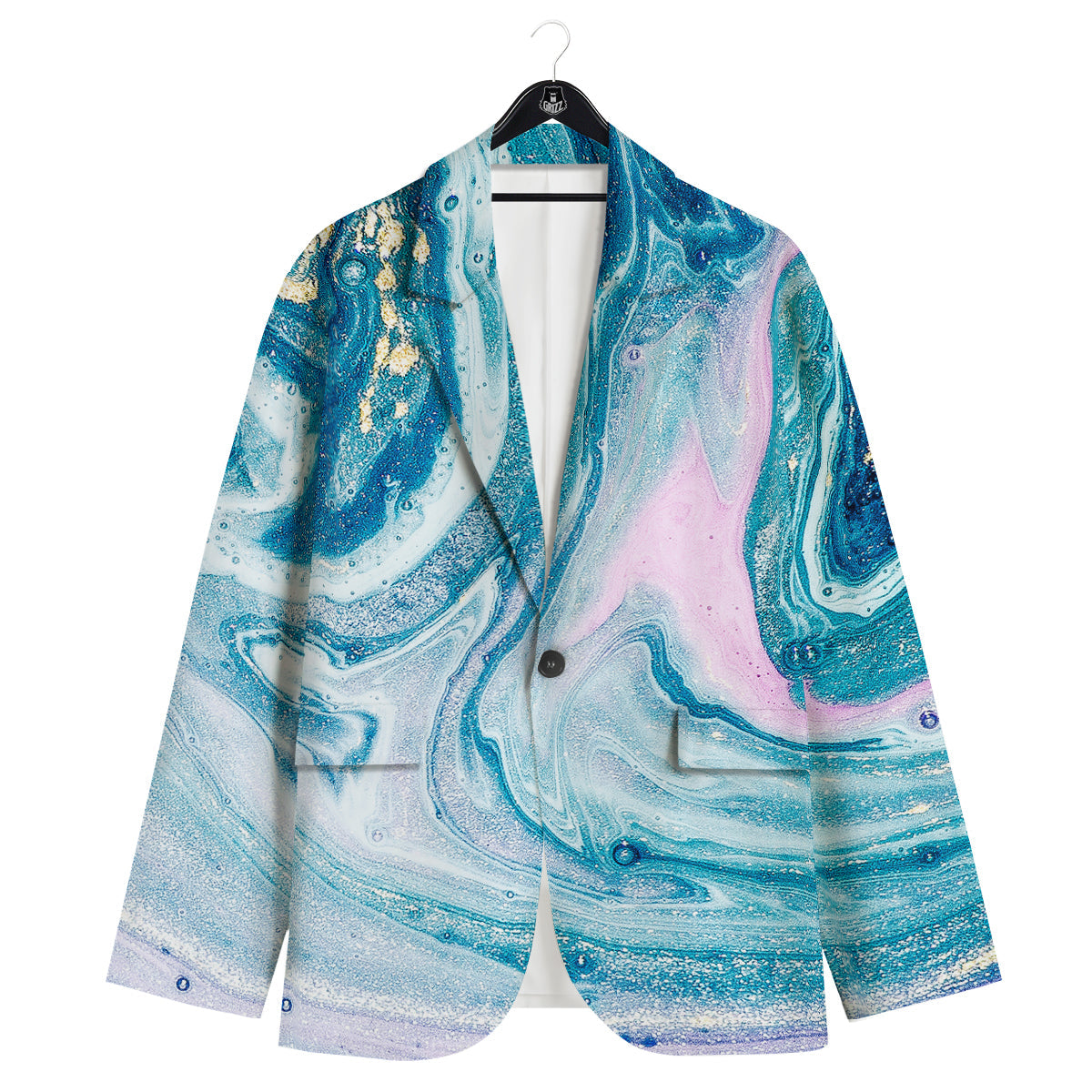 Abstract Ocean Marble Pink Blue Print Men's Sport Coat-grizzshop