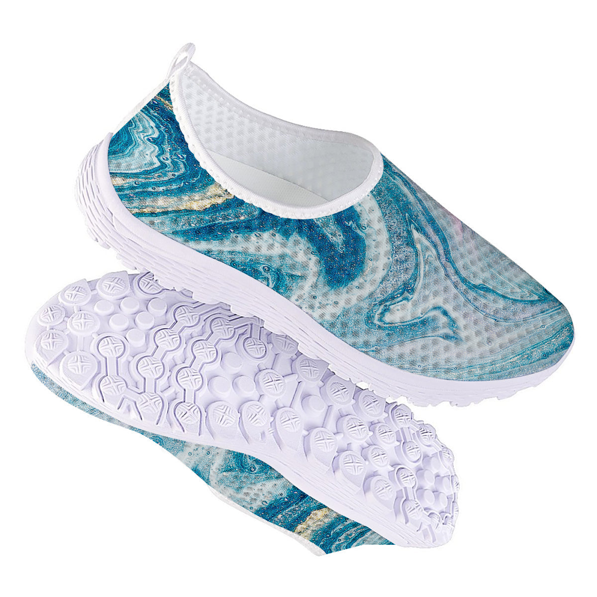 Abstract Ocean Marble Pink Blue Print Nurse Shoes-grizzshop