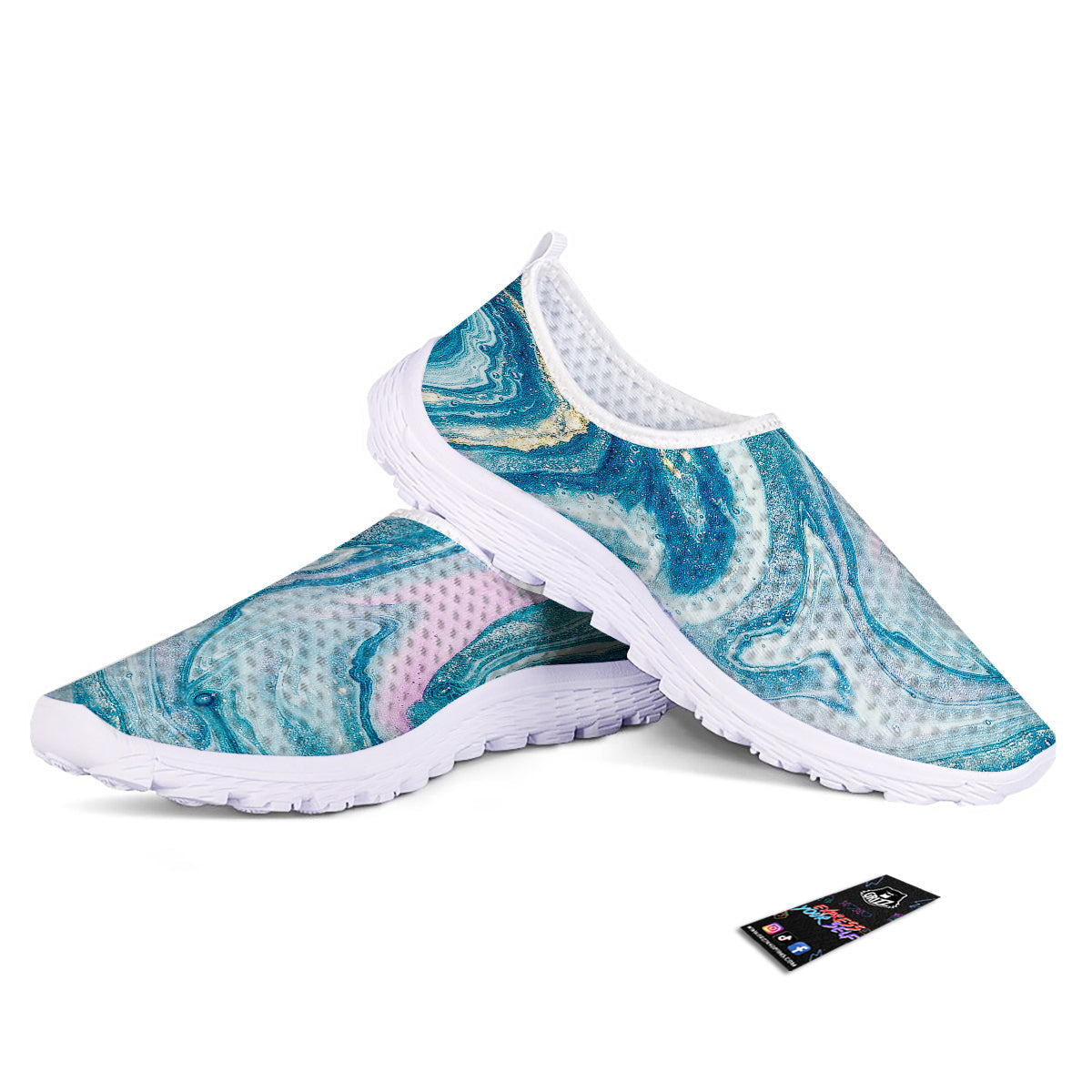 Abstract Ocean Marble Pink Blue Print Nurse Shoes-grizzshop