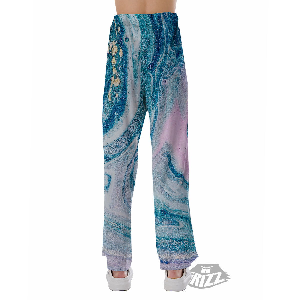 Abstract Ocean Marble Pink Blue Print Pajama Pants-grizzshop