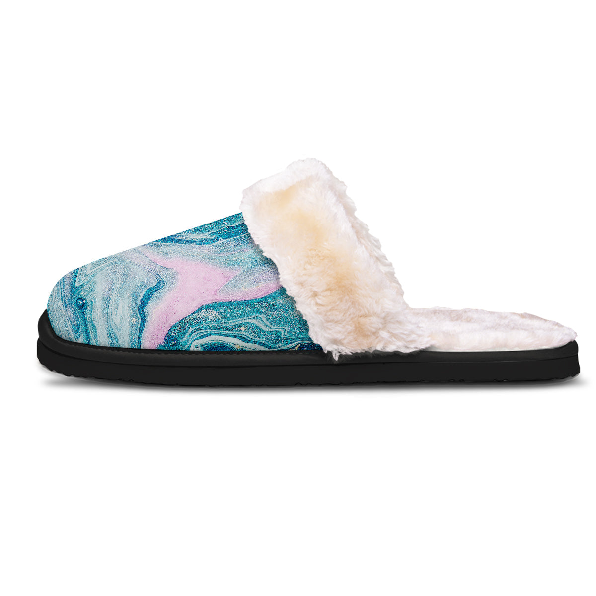 Abstract Ocean Marble Pink Blue Print Slippers-grizzshop