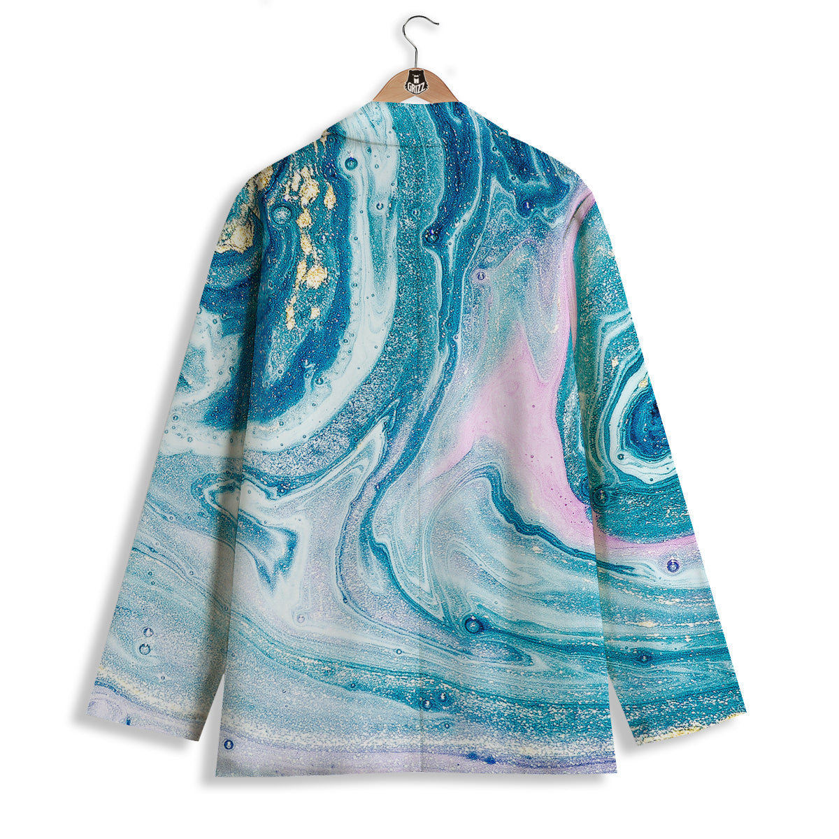 Abstract Ocean Marble Pink Blue Print Women's Blazer-grizzshop
