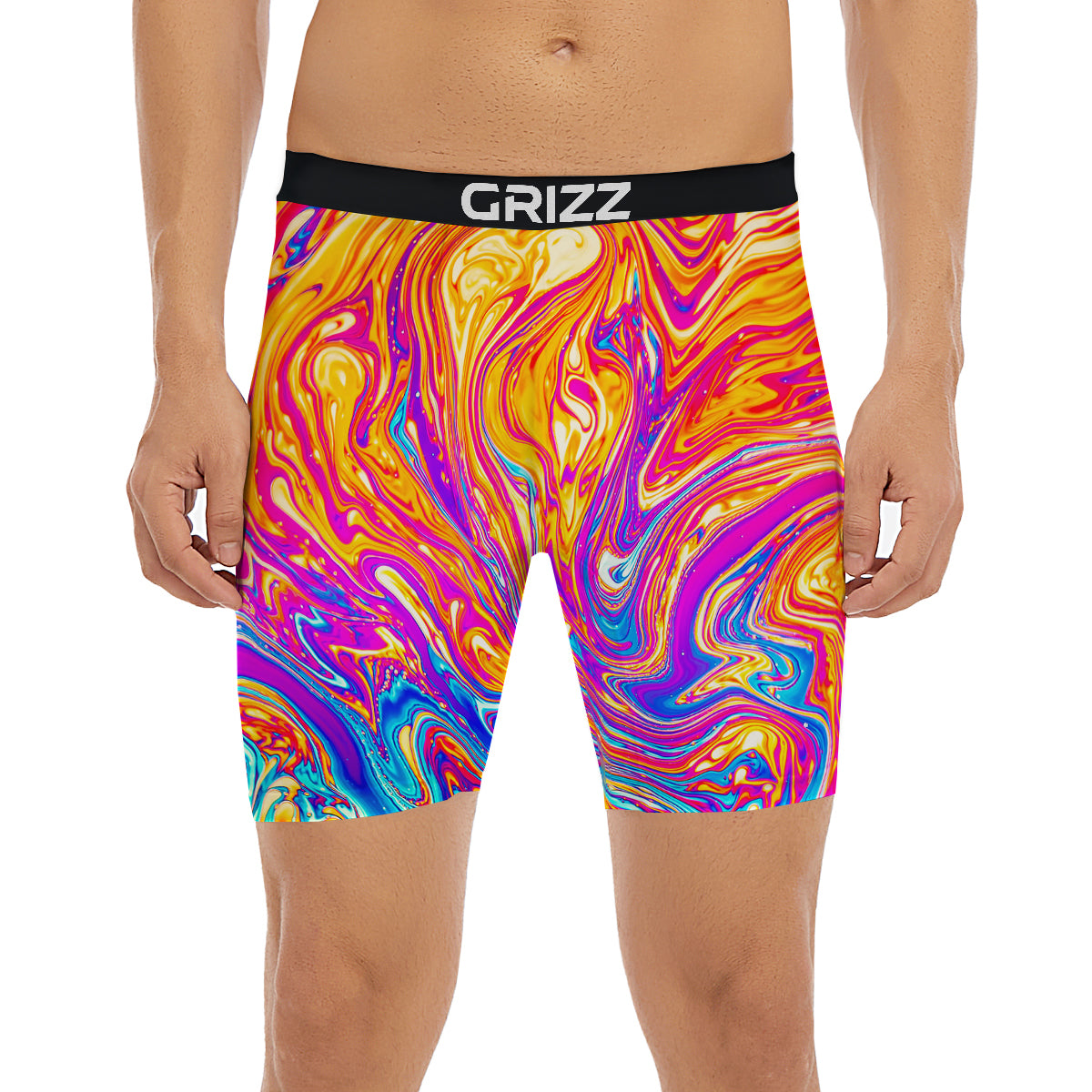 Abstract Orange Psychedelic Print Boxer Briefs-grizzshop
