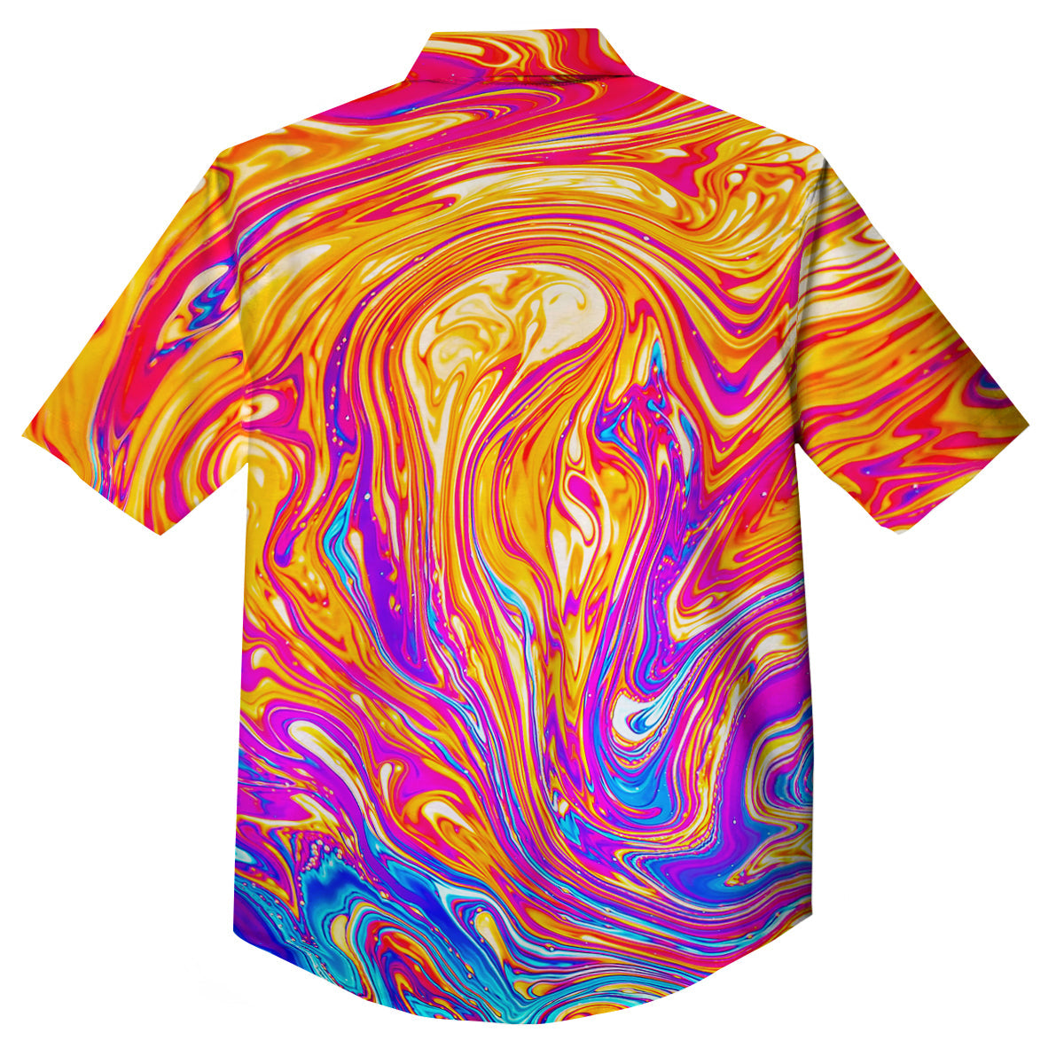 Abstract Orange Psychedelic Print Button Up Shirt-grizzshop