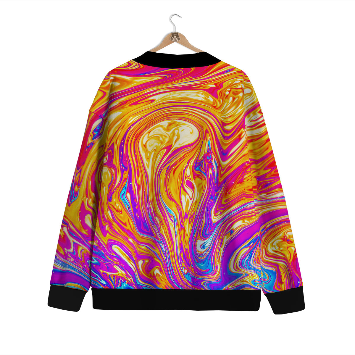 Abstract Orange Psychedelic Print Cardigan-grizzshop