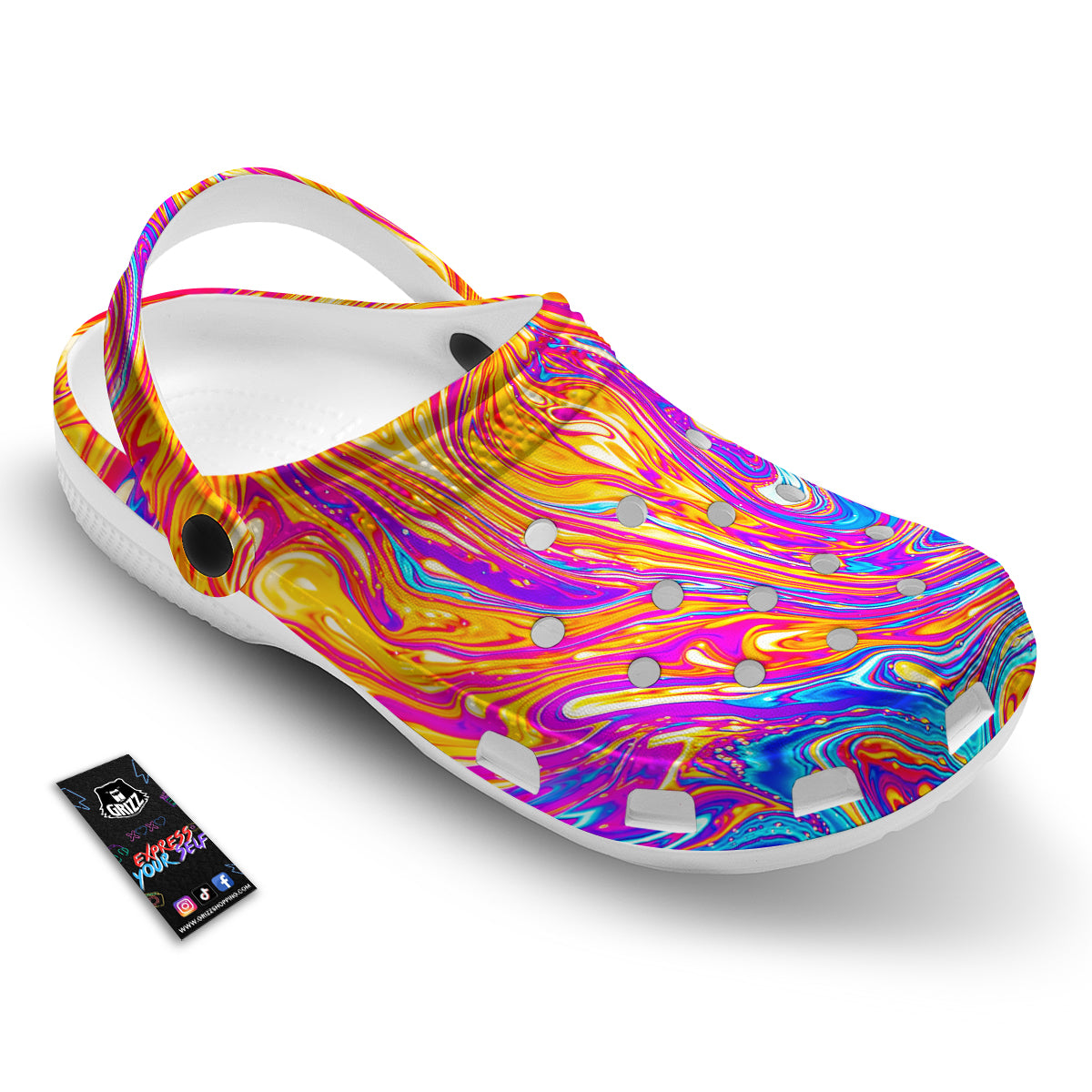 Abstract Orange Psychedelic Print Clog-grizzshop