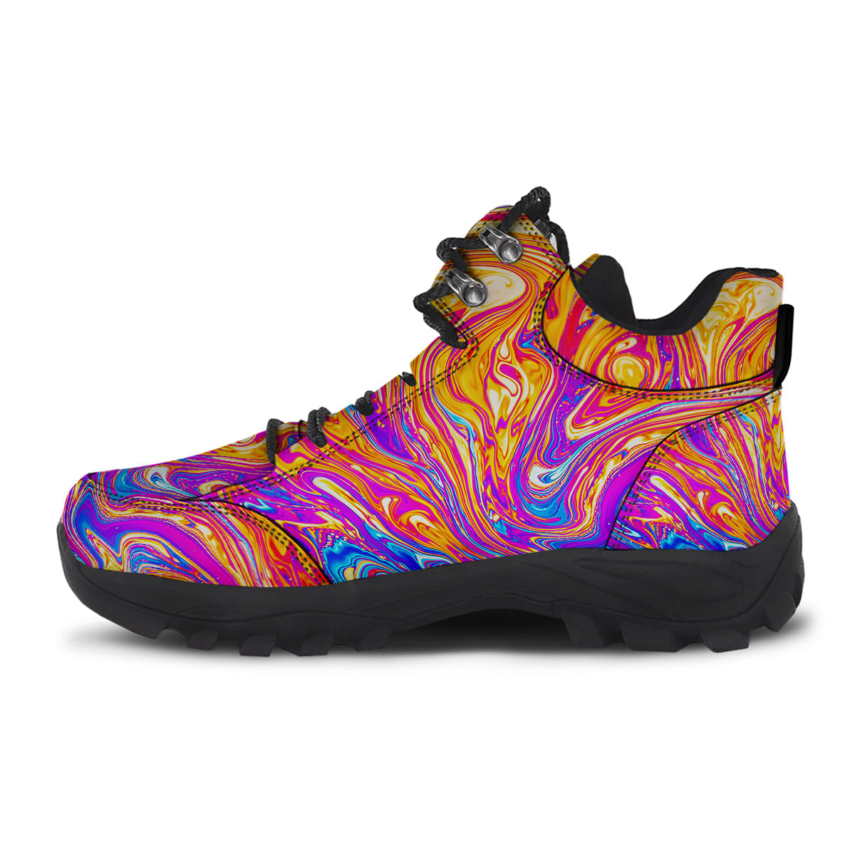 Abstract Orange Psychedelic Print Hiking Shoes-grizzshop