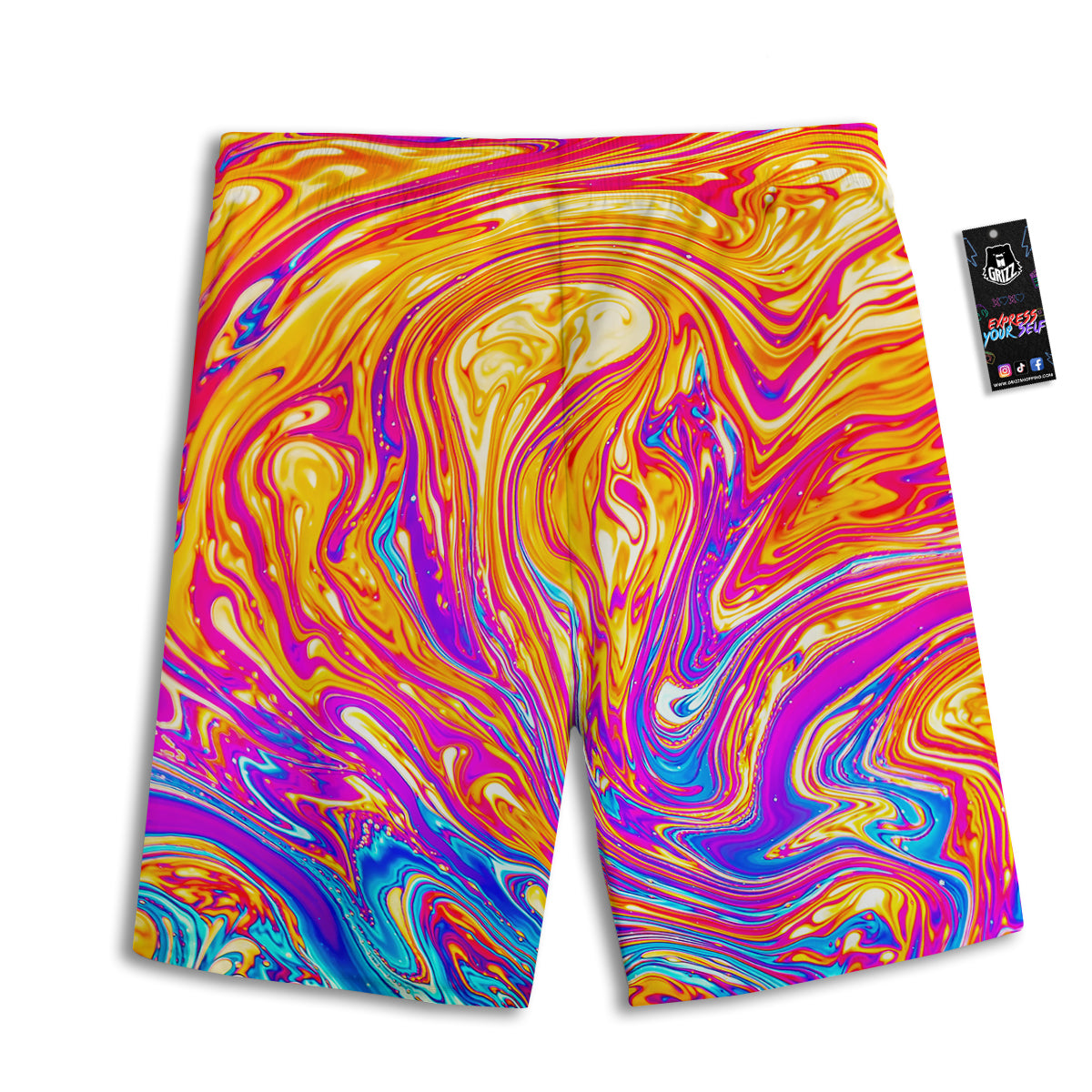 Abstract Orange Psychedelic Print Men's Athletic Shorts