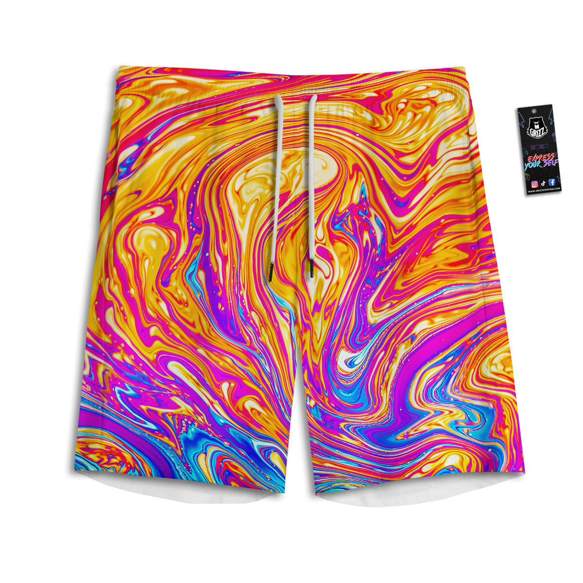 Abstract Orange Psychedelic Print Men's Athletic Shorts