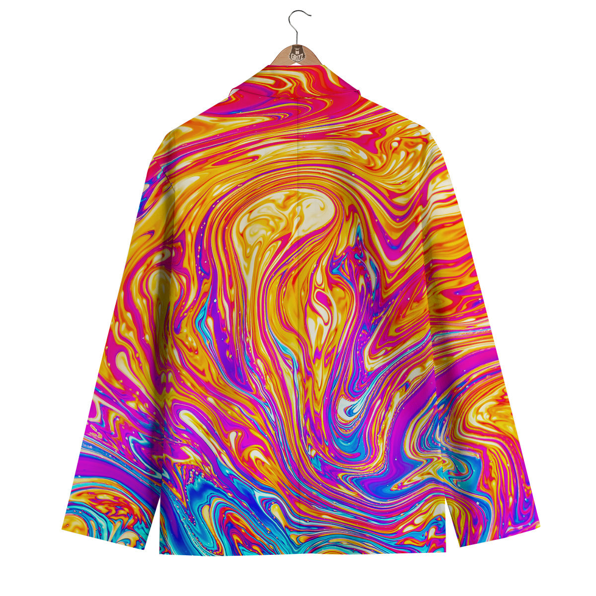 Abstract Orange Psychedelic Print Men's Blazer-grizzshop