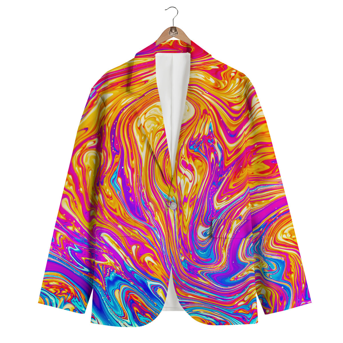 Abstract Orange Psychedelic Print Men's Blazer-grizzshop