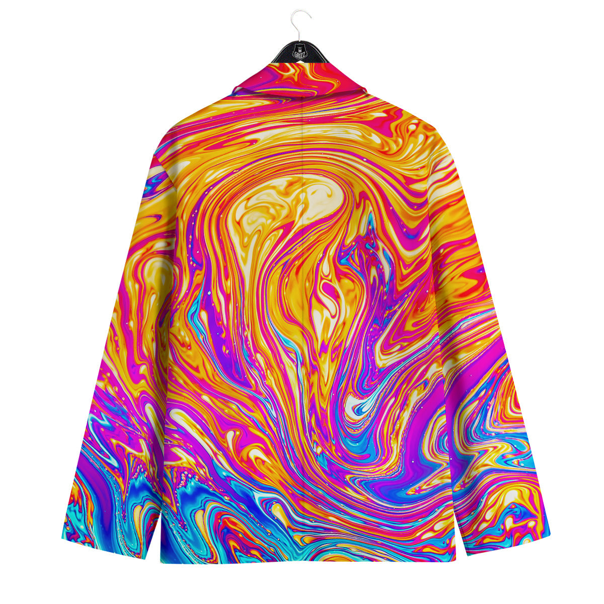 Abstract Orange Psychedelic Print Men's Sport Coat-grizzshop