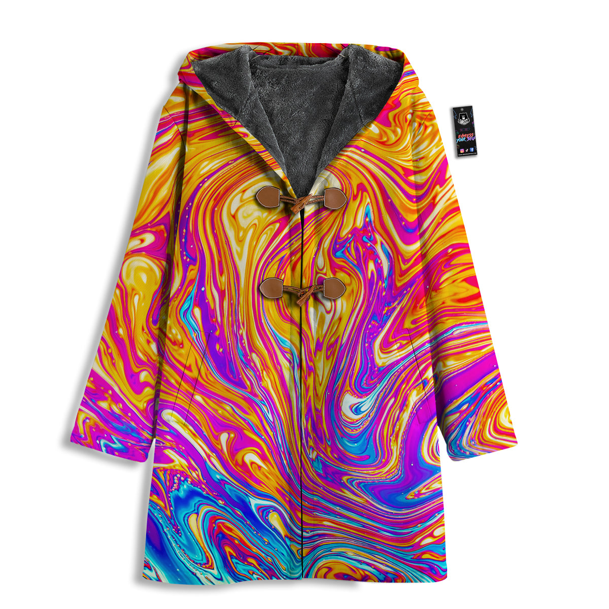 Abstract Orange Psychedelic Print Men's Windbreaker Jacket-grizzshop