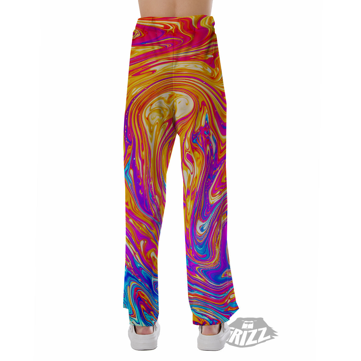 Abstract Orange Psychedelic Print Pajama Pants-grizzshop