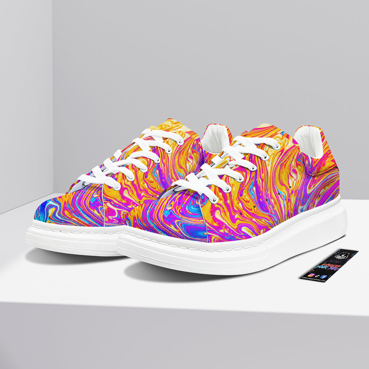 Abstract Orange Psychedelic Print Platform Shoes-grizzshop