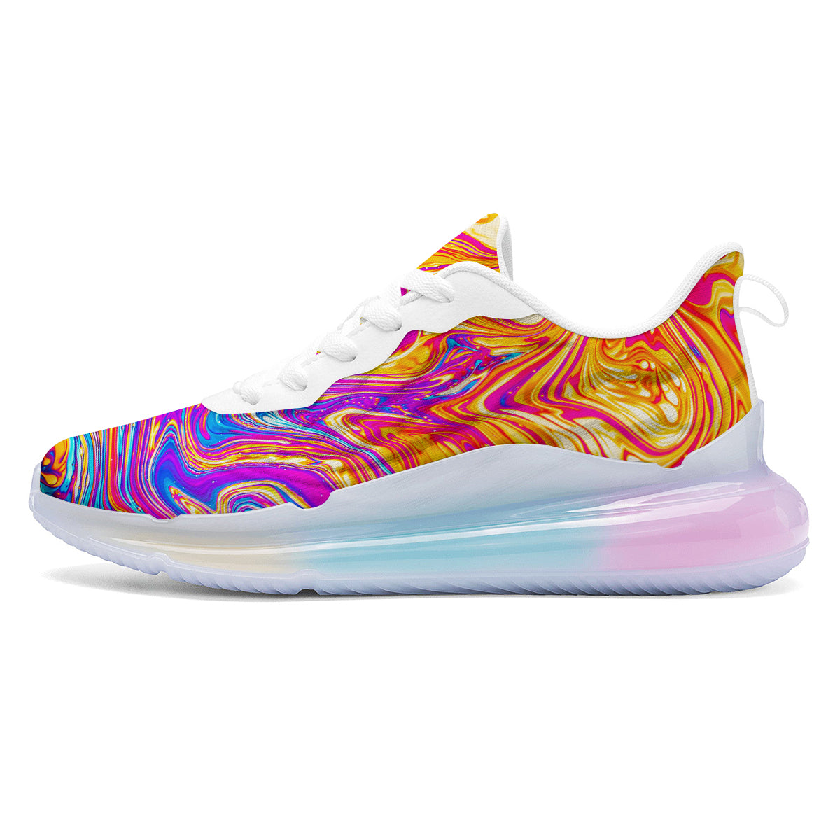 Abstract Orange Psychedelic Print Running Sneakers-grizzshop