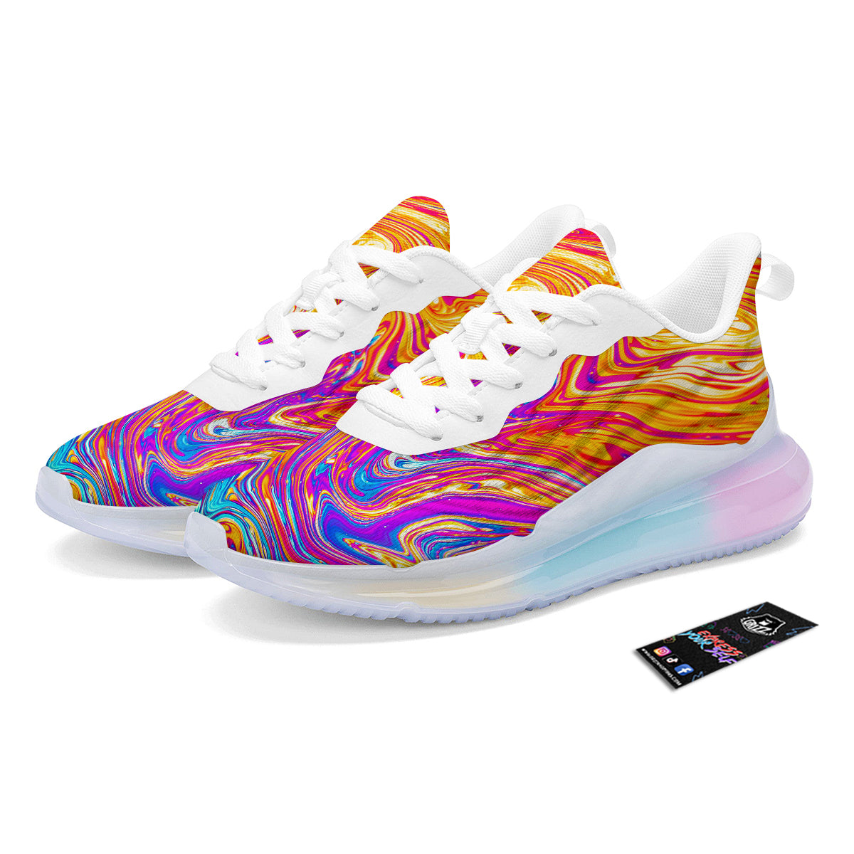 Abstract Orange Psychedelic Print Running Sneakers-grizzshop