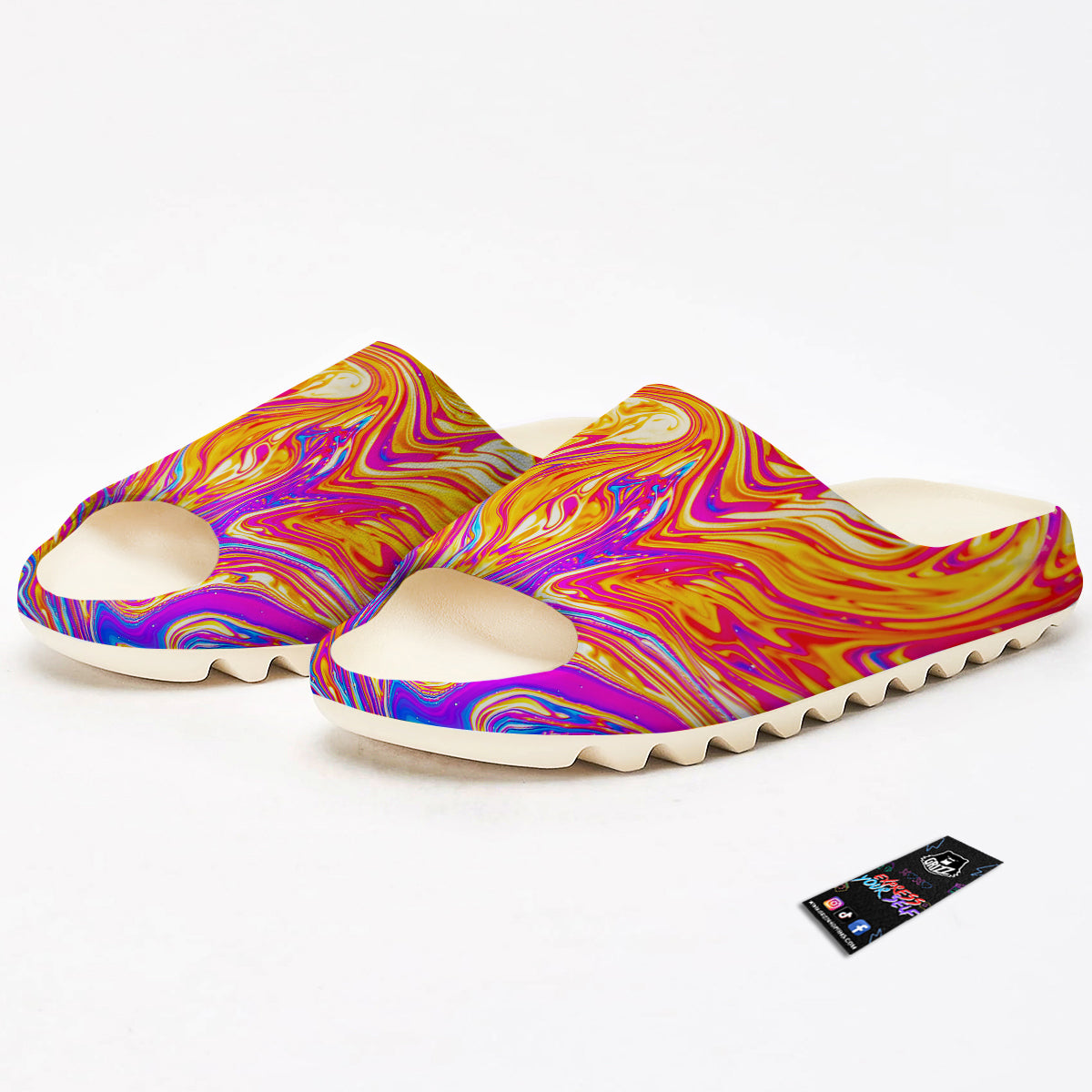 Abstract Orange Psychedelic Print Sandals-grizzshop