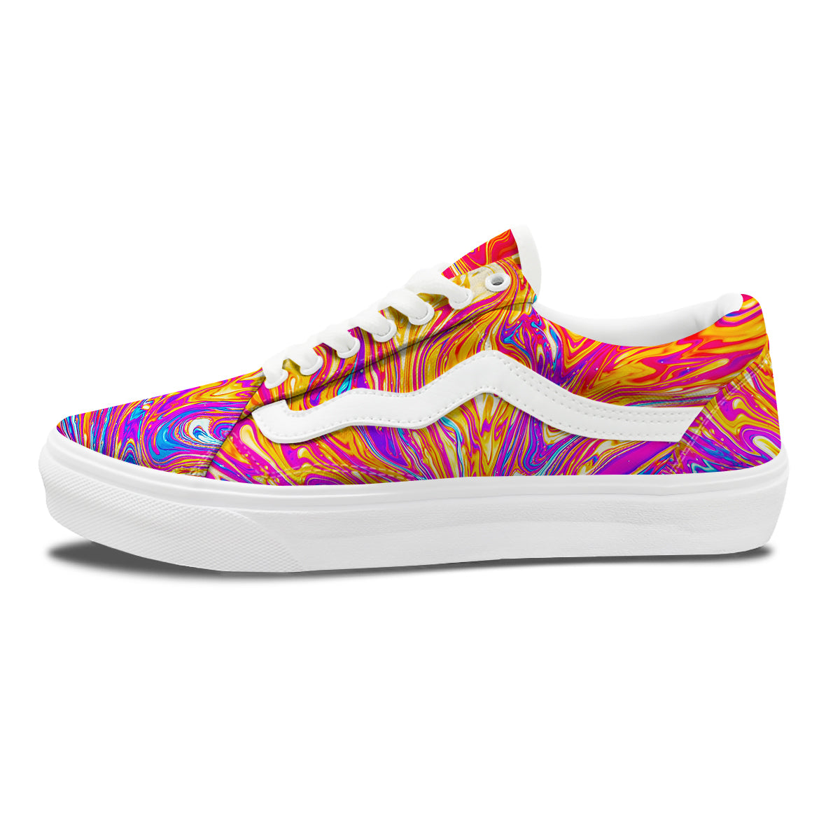 Abstract Orange Psychedelic Print Skate Shoes-grizzshop