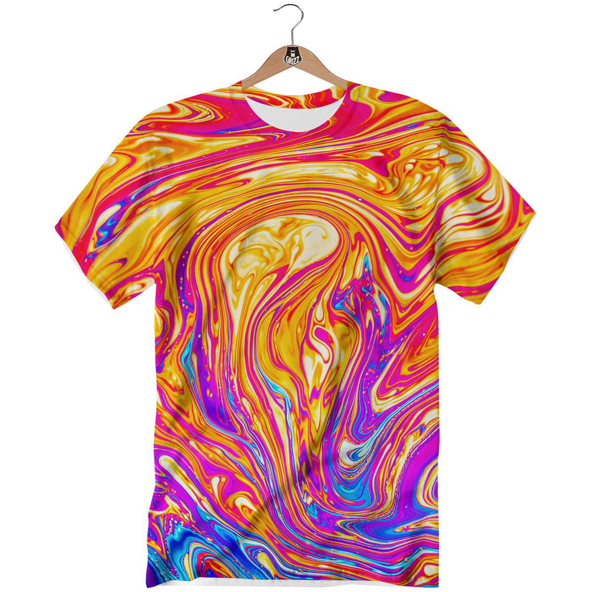 Abstract Orange Psychedelic Print T-Shirt-grizzshop